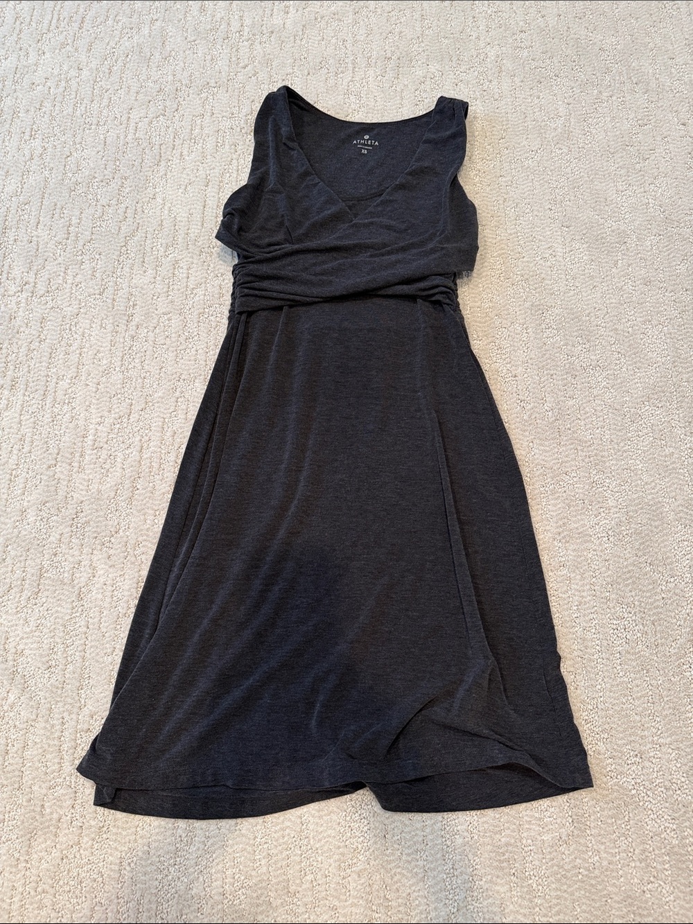Athleta Charcoal Sleeveless V-Neck Midi Dress
